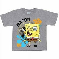 Siva majica za dječake s personaliziranim kvadratnim hlačama Spužva Bob