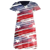 Seksi plesna haljina s majicom američke zastave, sarafan kratkih rukava od 4. srpnja, Domoljubna ljetna ležerna Maksi haljina u američkom