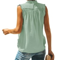 Košulje za žene, ženske tunike bez rukava s okruglim vratom, bluze s točkicama, košulje, ženske ljetne majice u menta zelenoj boji,