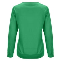 Plus Size Ženska moda za Noć vještica, tiskana bluza s okruglim vratom s dugim rukavima, zelena;