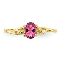 Primalno zlato karatno žuto zlato istinski ružičasti turmalin rođeni prsten
