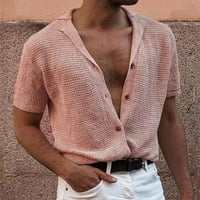 Muška majica s kratkim rukavima s kratkim rukavima, Jednobojni pleteni ljetni kardigan za noćne izlaske