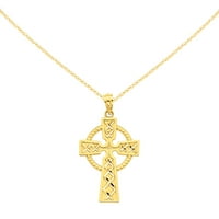 Keltski križni privjesak od žutog karatnog zlata od netaknutog zlata s lančanim kabelom