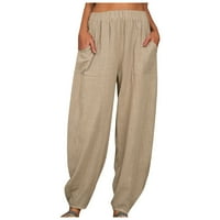 Model hlače za žene, ženske casual hlače s džepovima i elastičnim strukom, jednobojne hlače, široke duge hlače, Harem hlače
