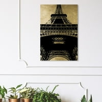 Wynwood Studio Arhitektura i zgrade zidna umjetnička platna ispisuje 'Eiffel Tower Gold Sky' Europske zgrade - crne, zlato