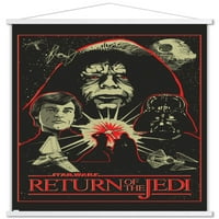 Ratovi zvijezda: Povratak Jedija - zidni plakat s crvenom konturnom ilustracijom u magnetskom okviru, 22.375 34
