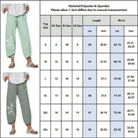 Ženske Ležerne široke hlače od umjetnog pamuka i lana s printom leptira široke hlače za slobodno vrijeme skraćene hlače