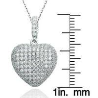 Kolekcija bijela kubična cirkonija sterling srebrno privjesak za srce