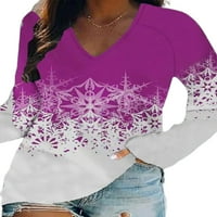 Ženska bluza od tunike s izrezom u obliku slova A, božićna majica s printom snježne pahulje, Božićni topovi, ležerna majica za odmor,