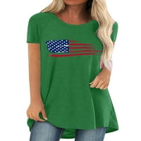 Ženska majica za Dan neovisnosti Majica kratkih rukava modni pulover svečana tunika bluza zelena majica za Dan neovisnosti