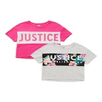 Justice Girls Kratki rukav blokiralo majicu, 2-pack, veličine XS -xxl