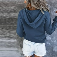 Ženska majica s kapuljačom jesen zima topli Print džep na gumbu Čipka dukserica s kapuljačom dugih rukava za žene