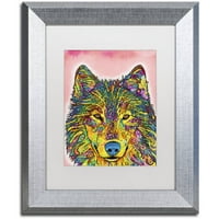 Zaštitni znak likovna umjetnost Wolf Canvas Art by Dean Russo, White Matte, Silver Frame