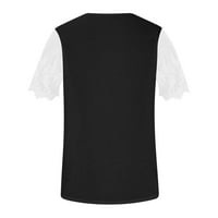 + Ljetni topovi ženska modna ležerna labava čipkasta majica kratkih rukava s printom na Nabrane pruge