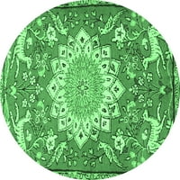 Tradicionalni tepisi za sobe s okruglim životinjama smaragdno zelene boje, promjera 5 inča