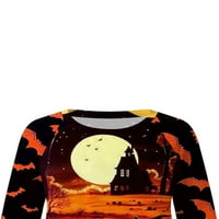 ; Majica s kapuljačom od bundeve s okruglim vratom za Noć vještica-labavi pulover s dugim rukavima s grafičkim printom mačaka