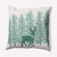 Jednostavno jelena u boji kovčega kroz šumu zimske mekane vrpce poliestera u zatvorenom vanjskom jastuku za bacanje, 18 18
