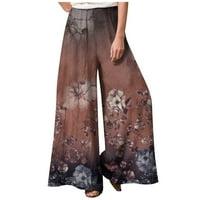 Ženske modne široke Ležerne hlače s tiskanim elastičnim pojasom široke Ležerne hlače bez džepova