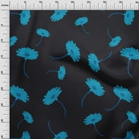 Jednobojna pamučna svilena tkanina srednje plave boje s cvjetnim dizajnom otisci na tkanini širine dvorišta