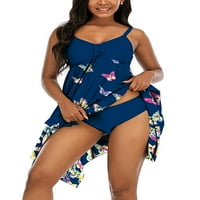 Ženski kupaći kostim Plus spajanje na špagete, skraćena slip haljina bez rukava + gaćice za djevojčice