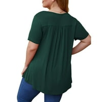 Ženske majice, ženske tunike Plus veličine, jednobojna majica, ležerna bluza s cvjetnim printom kratkih rukava, Zelena;