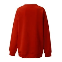 Ležerna ošišana majica za žene, tanki pulover s dugim rukavima, crvena, a-line