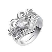 Par Hsincinhao prsten u obliku labuda i ljubavi Geometrijski okrugli prsten od rhinestona zaručnički prsten s punim dijamantom cirkonijev