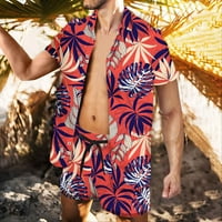 Muško odijelo veličine plus i udobnog kroja, ležerni kardigan s odbijenim ovratnikom i gumbima, bluza za plažu s odbijenim printom