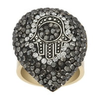 Hamsa prsten od crnog kamena Od nehrđajućeg čelika od nehrđajućeg čelika