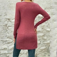 Ženski casual modni jednobojni pulover majica s dugim rukavima na kopčanje osnovni gornji dio