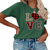 Ženska ljetna majica s leopard printom majica s okruglim vratom modna majica bluza od tunike kratkih rukava zelena 3 inča