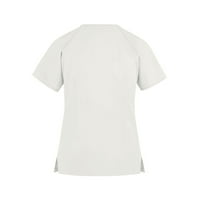 Ženske majice s okruglim vratom, jednobojna bluza, Ležerne ženske ljetne košulje kratkih rukava, bijele;