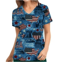 Ženske bluze na rasprodaji, Ženske majice kratkih rukava i majice s izrezom u obliku slova u, Uniforma, bluza s džepom i printom