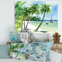 Palme s ljetnim plažnim slikama platno umjetnički tisak