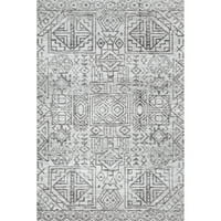 Teksturirani tepih s plemenskim motivom, 5' 8', siva