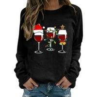 Jesensko-zimski ležerni puloveri s dugim rukavima s božićnim printom za djevojčice, Duksevi bez kapuljače