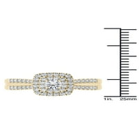 Carat T.W. Dijamantni dvostruki halo 10KT zaručnički prsten od žutog zlata