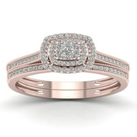 Carat T.W. Diamond 10k Rose Gold Cluster Double Halo Bridal Set