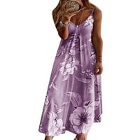 Ženska duga Maksi haljina u obliku donjeg dijela, slip haljine s naramenicama, ljuljačka sarafan a-line bez rukava, labava ljetna