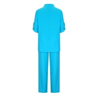 Disko odjeća 70-ih za žene ljetno odijelo hlače u boji dugih rukava dvodijelno odijelo za žene Setovi za vježbanje plava Veličina