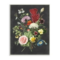 Stupell Industries Botanički crtež cvjetni buket na crnoj zidnoj ploči po slovima i obložen