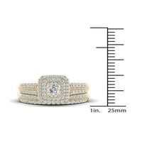 1CT TDW Diamond 14K žuti zlatni halo zaručnički prsten set