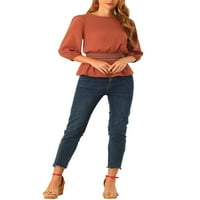 Jedinstveni prijedlozi ženski Peplum Top, puna bluza s kratkim rukavima i skupljenim strukom