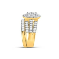 Čvrsto žuto zlato od 14 karata, njegov i njezin okrugli dijamantni grozd koji odgovara paru od tri prstena, vjenčani zaručnički prsten,