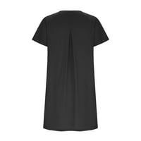 Haljine za žene, ležerna ljetna majica, široka haljina od tunike s kratkim rukavima i džepovima za žene, Crna majica