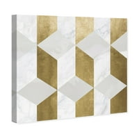 Wynwood Studio Abstract Wall Art Canvas Printins 'Gatsbys Gold' Geometric - Zlato, bijelo