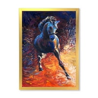 DesignArt 'Portret galoping plavog konja' seoska kuća uokvirena umjetničkim printom