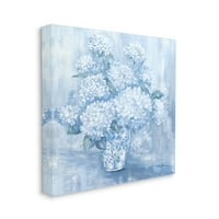 Stupell Industries Puffy Blue Hydrangea cvjetni buket uzorka vaze za slikanje galerija zamotana platna za tisak zidne umjetnosti,