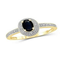 Jewelersclub Sapphire Ring Birthstone nakit - 0. Carat Sapphire 14K Zlatni nakit od srebrnog prstena s bijelim dijamantnim naglaskom