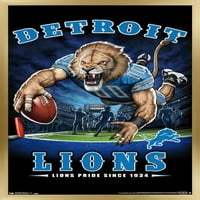 Detroit Lions - Zidni plakat krajnje zone s push igle, 14.725 22.375